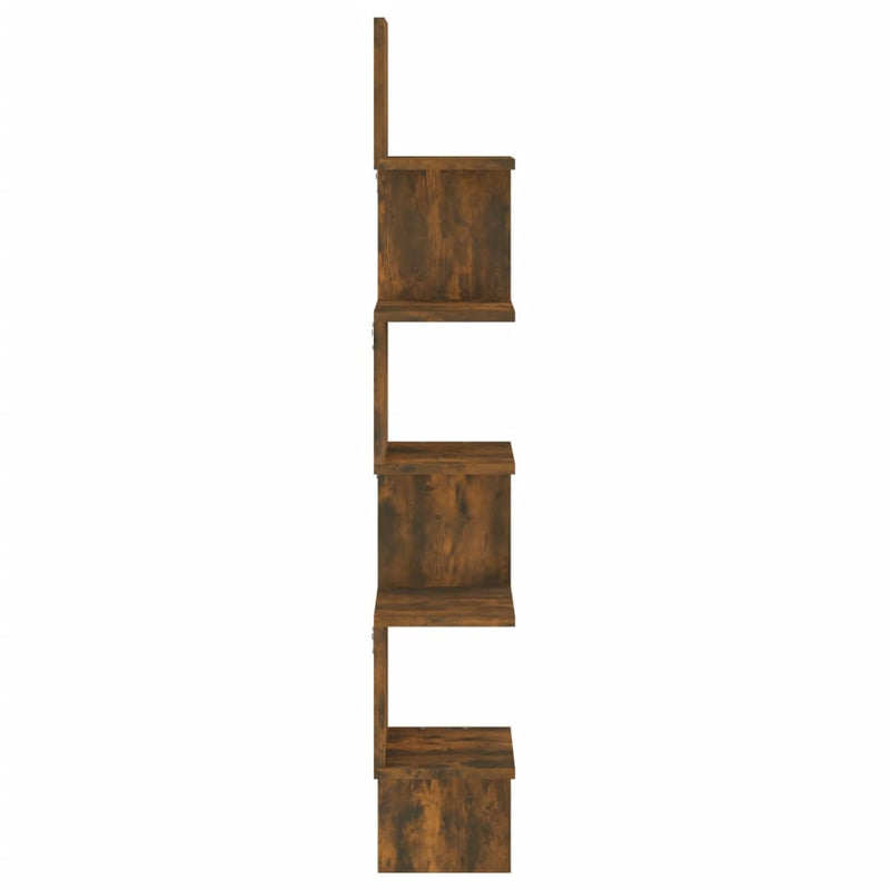 vidaXL füstös tölgy színű szerelt fa fali sarokpolc 20x20x127,5 cm