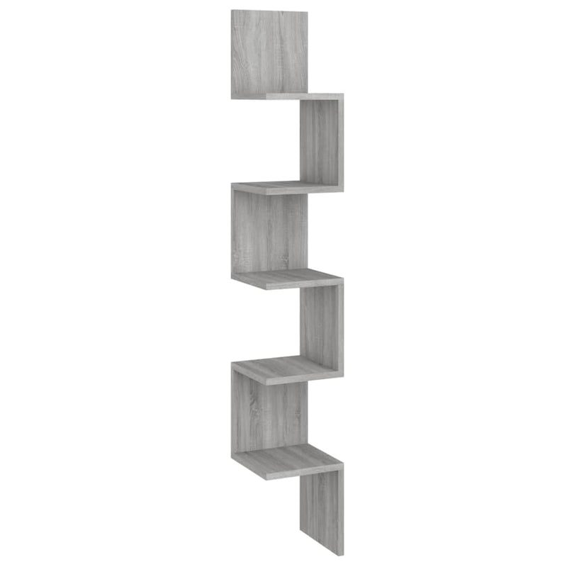 vidaXL szürke sonoma színű szerelt fa fali sarokpolc 20x20x127,5 cm