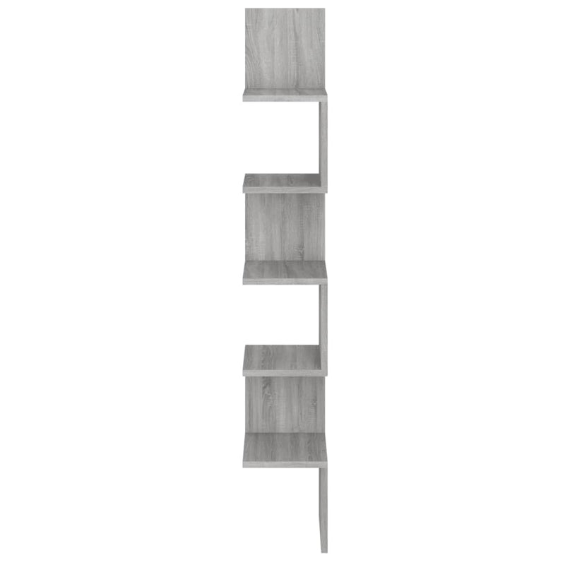 vidaXL szürke sonoma színű szerelt fa fali sarokpolc 20x20x127,5 cm