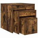 vidaXL 3 db füstös tölgy színű szerelt fa rakásolható dohányzóasztal