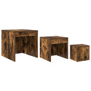 vidaXL 3 db füstös tölgy színű szerelt fa rakásolható dohányzóasztal