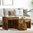 vidaXL 3 db füstös tölgy színű szerelt fa rakásolható dohányzóasztal