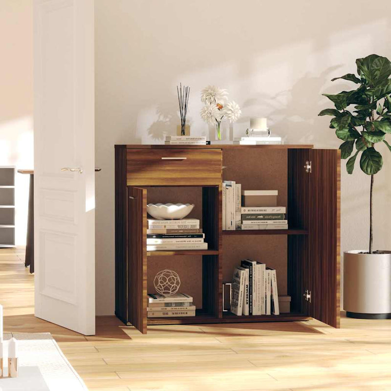 vidaXL barna tölgyszínű szerelt fa tálalószekrény 80x36x75 cm