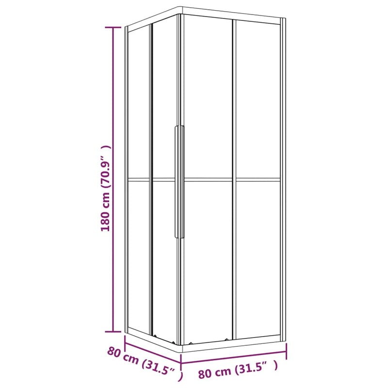 vidaXL selyemmatt ESG zuhanykabin 80x80x180 cm