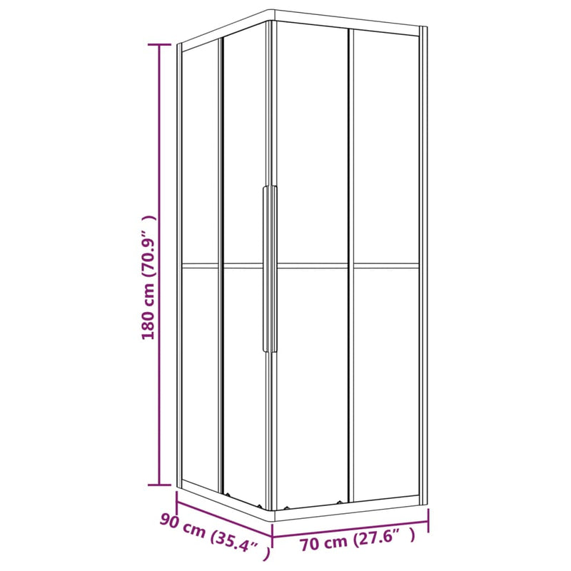 vidaXL selyemmatt ESG zuhanykabin 90x70x180 cm