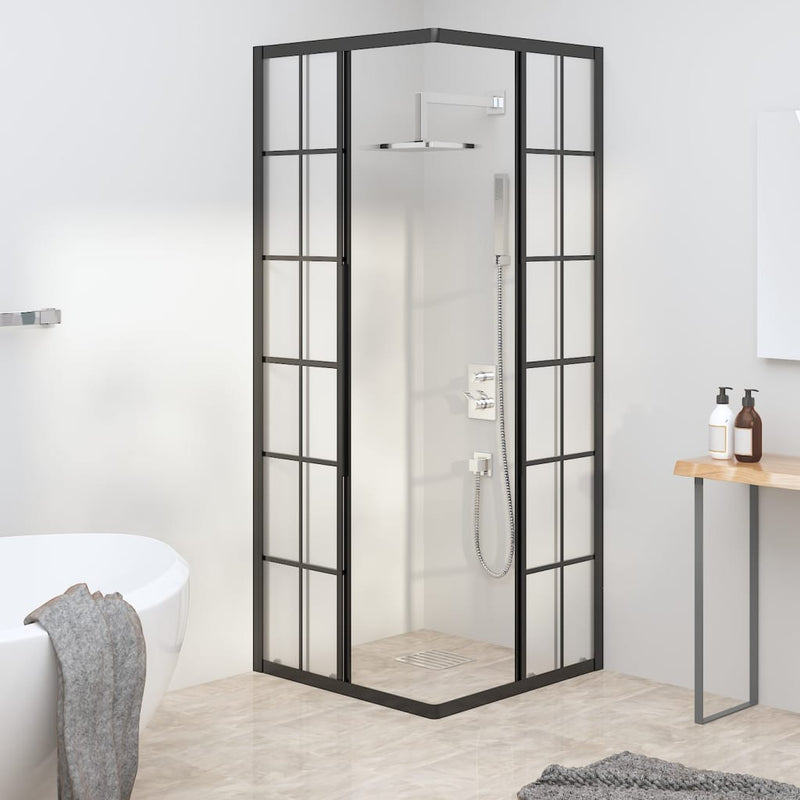 vidaXL fekete ESG tejüveg zuhanykabin 70 x 70 x 180 cm