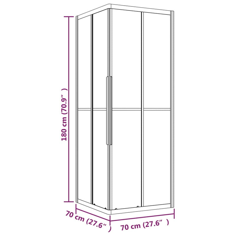 vidaXL fekete ESG tejüveg zuhanykabin 70 x 70 x 180 cm