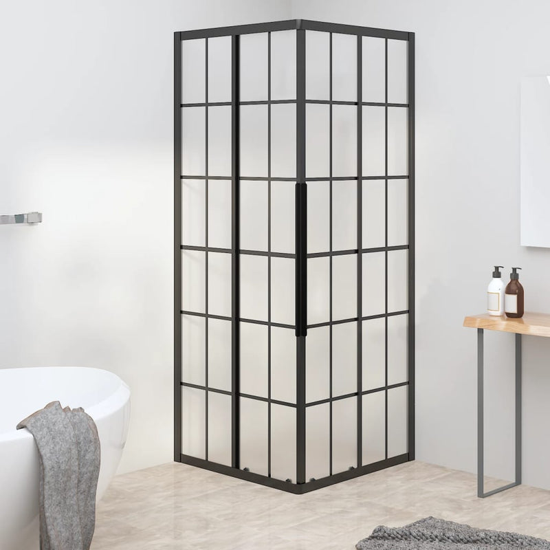 vidaXL fekete ESG tejüveg zuhanykabin 70 x 70 x 180 cm