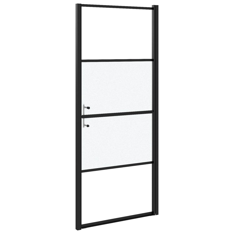 vidaXL fekete selyemmatt edzett üveg zuhanyajtó 81 x 195 cm