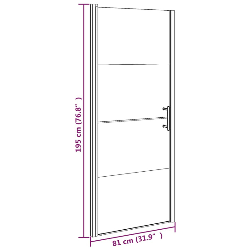 vidaXL fekete selyemmatt edzett üveg zuhanyajtó 81 x 195 cm