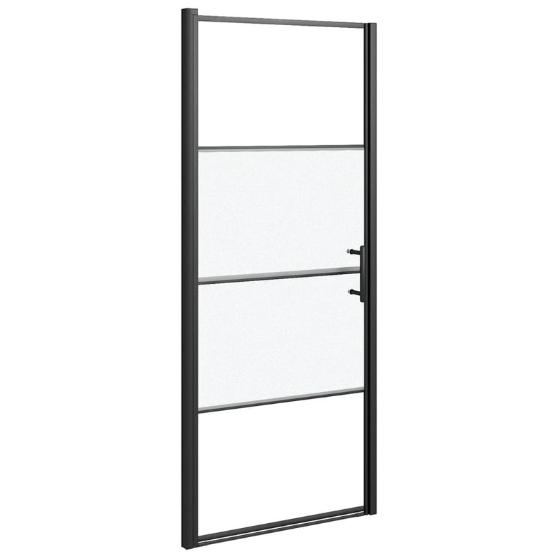 vidaXL fekete selyemmatt edzett üveg zuhanyajtó 91 x 195 cm