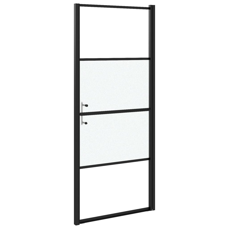 vidaXL fekete selyemmatt edzett üveg zuhanyajtó 91 x 195 cm