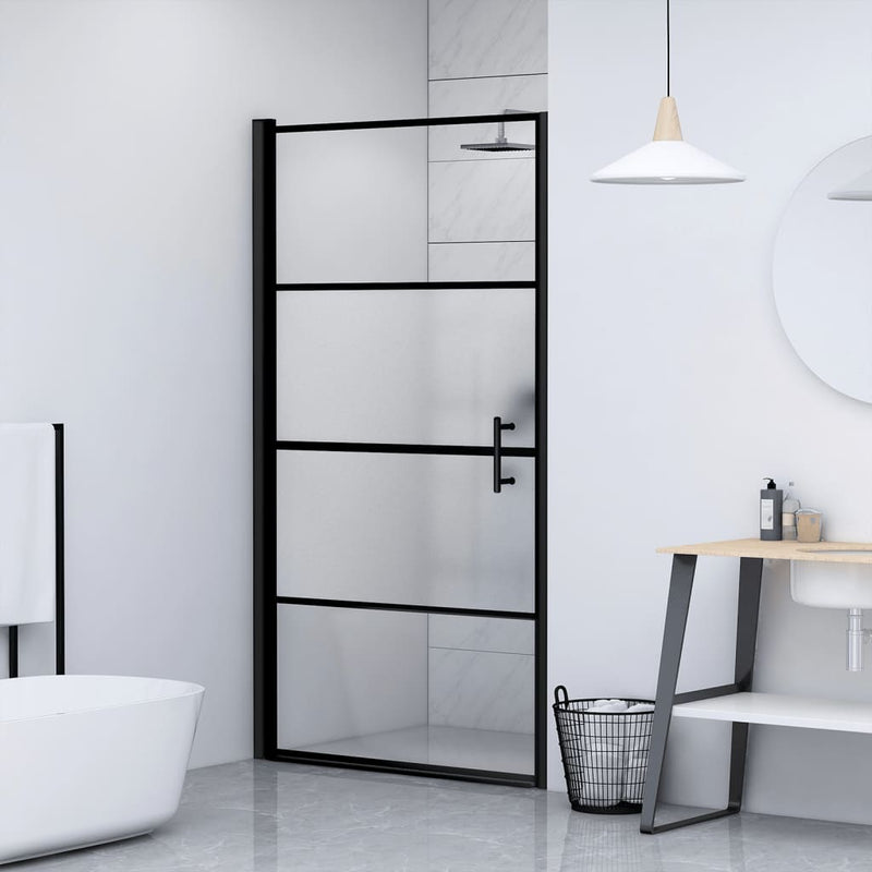 vidaXL fekete selyemmatt edzett üveg zuhanyajtó 91 x 195 cm