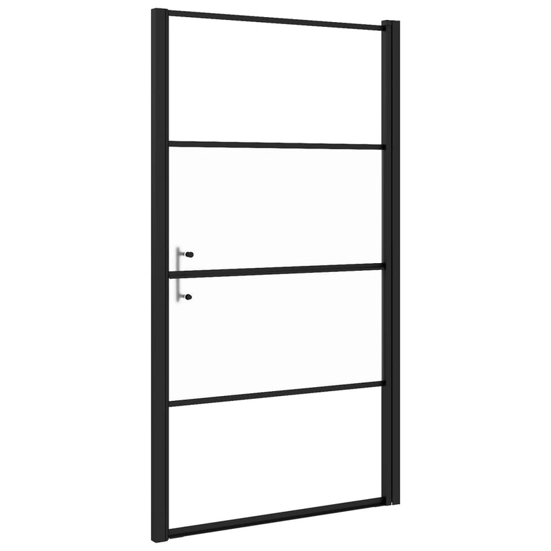 vidaXL fekete selyemmatt edzett üveg zuhanyajtó 100 x 178 cm