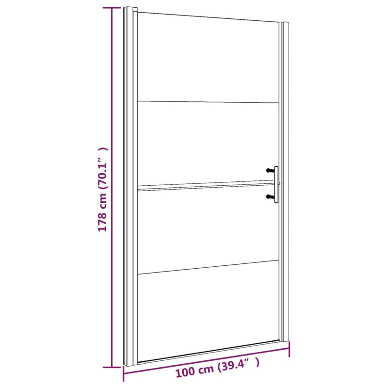 vidaXL fekete selyemmatt edzett üveg zuhanyajtó 100 x 178 cm