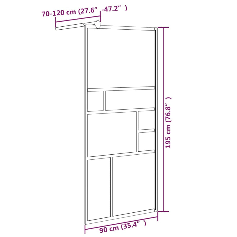 vidaXL fehér ESG üveg zuhanyfal küszöb nélküli zuhanyhoz 90x195 cm