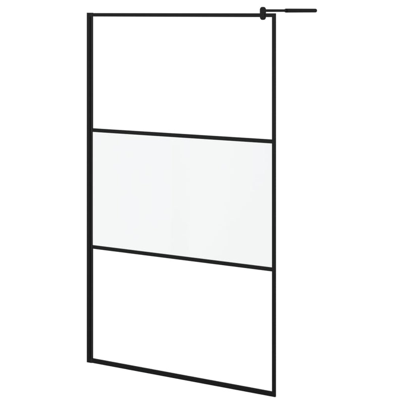 vidaXL fekete selyemmatt ESG üveg zuhanyfal 115x195 cm