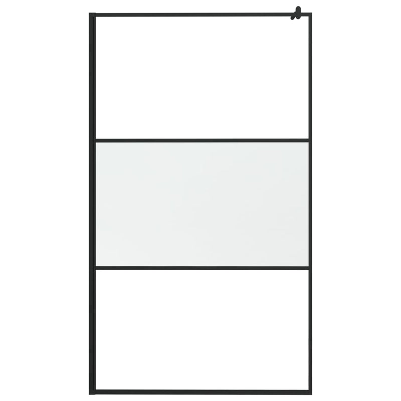 vidaXL fekete selyemmatt ESG üveg zuhanyfal 115x195 cm