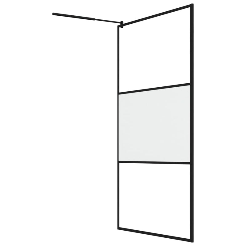 vidaXL fekete selyemmatt ESG üveg zuhanyfal 115x195 cm