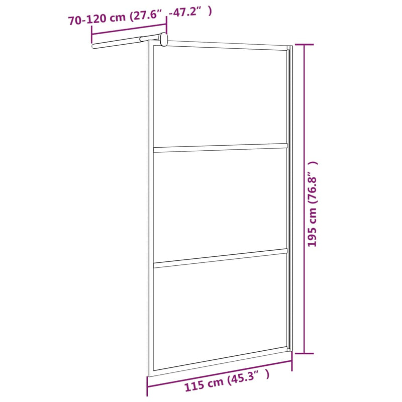 vidaXL fekete selyemmatt ESG üveg zuhanyfal 115x195 cm