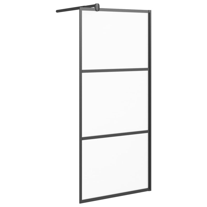 vidaXL fekete ESG tejüveg zuhanyfal küszöb nélküli zuhanyhoz 80x195 cm