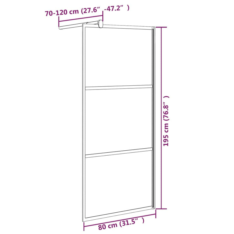 vidaXL fekete ESG tejüveg zuhanyfal küszöb nélküli zuhanyhoz 80x195 cm