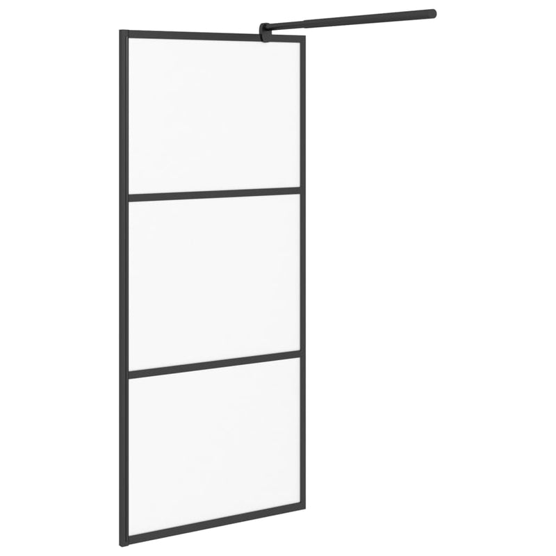 vidaXL fekete ESG tejüveg zuhanyfal küszöb nélküli zuhanyhoz 90x195 cm