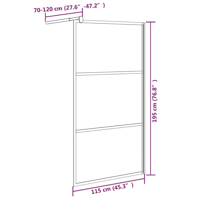 vidaXL fekete ESG tejüveg zuhanyfal küszöb nélküli zuhanyhoz 115x195cm