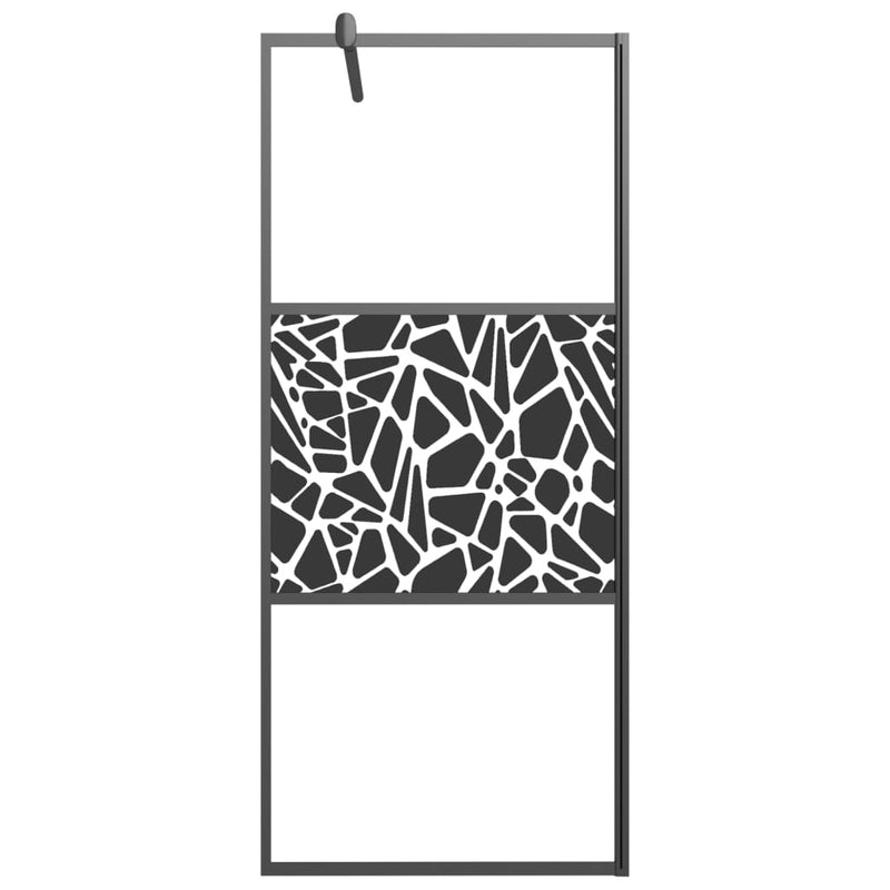 vidaXL fekete ESG üveg zuhanyfal kőmintával 90x195cm