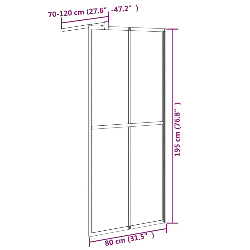 vidaXL sötét edzett üveg zuhanyfal küszöb nélküli zuhanyhoz 80x195 cm