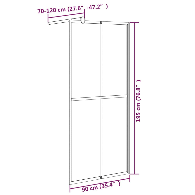 vidaXL sötét edzett üveg zuhanyfal küszöb nélküli zuhanyhoz 90x195cm