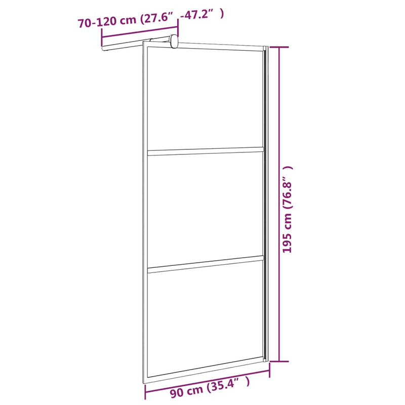 vidaXL fekete sötét ESG üveg zuhanyfal 90x195cm