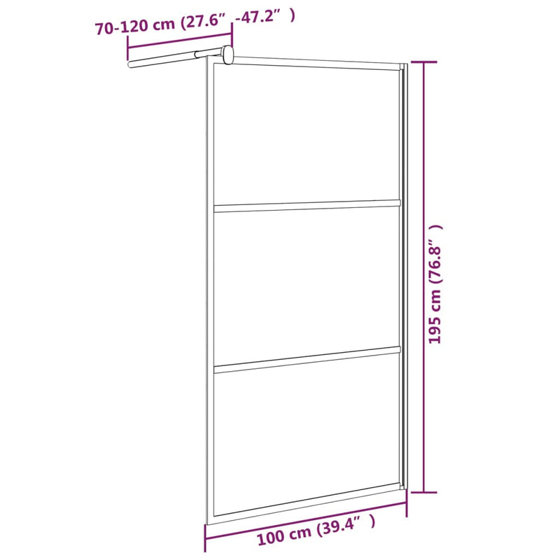 vidaXL fekete sötét ESG üveg zuhanyfal 100x195cm