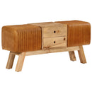 vidaXL barna valódi kecskebőr és tömör mangófa bokpad 107 cm