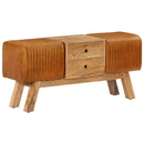 vidaXL barna valódi kecskebőr és tömör mangófa bokpad 107 cm