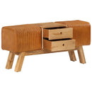 vidaXL barna valódi kecskebőr és tömör mangófa bokpad 107 cm