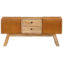 vidaXL barna valódi kecskebőr és tömör mangófa bokpad 107 cm