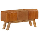 vidaXL barna valódi kecskebőr és tömör mangófa bokpad 107 cm