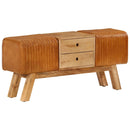 vidaXL barna valódi kecskebőr és tömör mangófa bokpad 107 cm