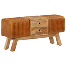 vidaXL barna valódi kecskebőr és tömör mangófa bokpad 107 cm