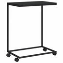 vidaXL fekete szerelt fa kisasztal kerekekkel 55x35x70 cm