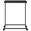 vidaXL fekete szerelt fa kisasztal kerekekkel 55x35x70 cm
