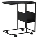 vidaXL fekete szerelt fa kisasztal kerekekkel 55x36x63,5 cm