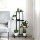 vidaXL 4 szintes fekete vas virágtartó állvány kerekekkel 44x23x80 cm
