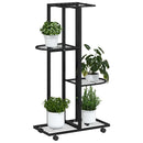 vidaXL 4 szintes fekete vas virágtartó állvány kerekekkel 44x23x80 cm