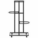vidaXL 4 szintes fekete vas virágtartó állvány kerekekkel 44x23x80 cm