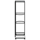 vidaXL 4 szintes fekete vas virágtartó állvány kerekekkel 44x23x80 cm