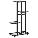 vidaXL 4 szintes fekete vas virágtartó állvány kerekekkel 44x23x80 cm