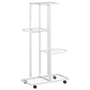 vidaXL 4 szintes fehér vas virágtartó állvány kerekekkel 44x23x80 cm