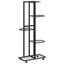 vidaXL 5-szintes fekete vas virágtartó állvány kerekekkel 44x23x100 cm